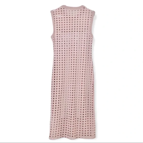 Alexander Wang Fitted Tank Midi Perforated Dress In Blush Pink - Picture 2 of 6